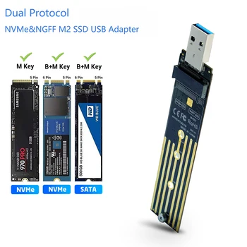 Корпус NVME pcie адаптер NGFF SATA M2 SSD Плата С Двойным Протоколом USB 3.1 Для Samsung 970 960 M2 NVMe 2230 2242 2260 2280 SSD