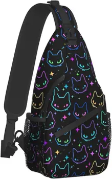 Красочные кошка слинг сумка женщины мужчины дорожные груди рюкзак досуг сумка одного плеча мешок для Спорт на открытом воздухе бег пешие прогулки