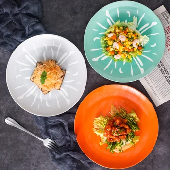 креативная керамическая тарелка для стейка с диагональю 10,5 дюймов, паста, западная тарелка, салат, десертная тарелка, бытовая керамическая мелкая тарелка, обеденные тарелки