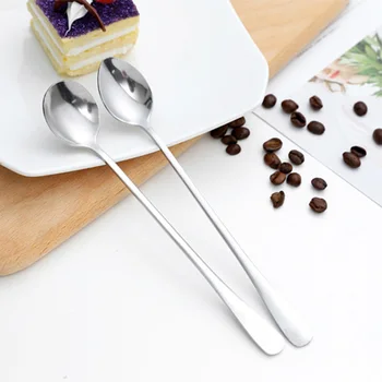 Креативная ложка для размешивания кофе, длинная ложка для размешивания, Маленькая десертная ложка, посуда из нержавеющей стали с острой круглой головкой.