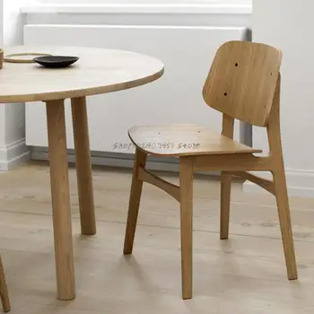 Легкий роскошный стул для столовой, домашний стул со спинкой, скандинавский креативный дизайнерский обеденный стул из массива дерева, кофейня, магазин чая с молоком