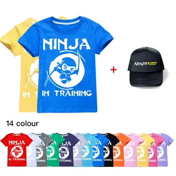 Летняя хлопковая футболка для мальчиков и девочек, одежда для малышей, Nuinja KIDZ, футболки с короткими рукавами + кепка, костюм, детские футболки, одежда