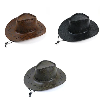 Модная ковбойская шляпа в стиле вестерн с широкими полями и ветрозащитной веревкой, ковбойская шляпа, джазовый цилиндр, универсальная шляпа для прогулок по улице