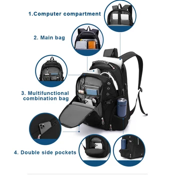 Мужской Водонепроницаемый 17-дюймовый рюкзак для ноутбука с USB-зарядкой, Дорожный рюкзак, Женский Оксфордский рюкзак, Мужские винтажные школьные сумки Mochila 2023