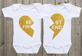 Настройте блестящий комбинезон для новорожденных Близнецов Best Friend Twin, комбинезон onepiece, приход домой, рубашка для малышей, подарки для вечеринок