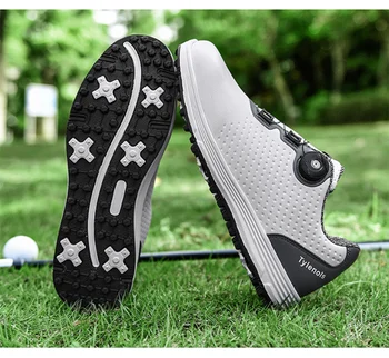 Новое поступление, тренировочный гольф для мужчин, Высококачественная кожаная обувь для ходьбы, Мужская обувь для гольфа с быстрой шнуровкой, Мужские противоскользящие кроссовки для гольфа