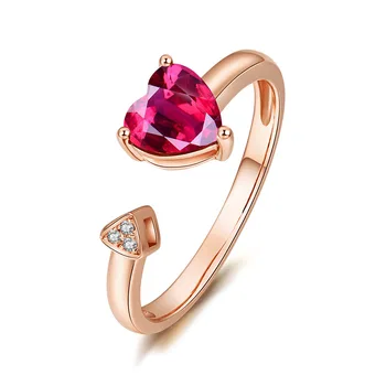 Новое простое кольцо любви с имитацией сердца из розового золота с красным турмалином для женщин