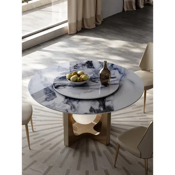 Обеденный стол из шифера, современный минималистичный круглый обеденный стол, роскошное сочетание обеденного стола и стула