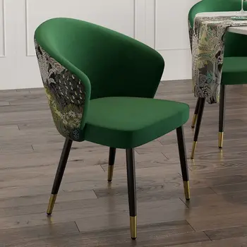 Обеденный стул с зеленой бархатной обивкой Decorica, современное кресло в золотом и черном цвете