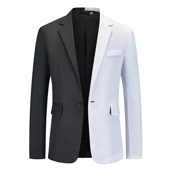 Осенью 2023 года Новый костюм градиентного цвета, черно-белый деловой повседневный пиджак двойного кроя, мужское свадебное пальто для жениха