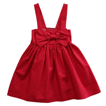 Платье для новорожденных девочек, летняя одежда без рукавов с красным бантом, платье принцессы для вечеринки по случаю дня рождения, одежда для малышей, наряды