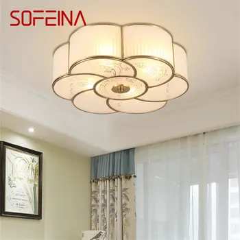 Потолочный светильник SOFEINA из латуни в скандинавском цветочном стиле, современный светильник, роскошные светодиодные креативные светильники, декор для дома, Гостиной, спальни