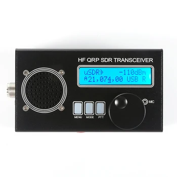 Приемопередатчик USDR/USDX HF QRP SDR SSB/CW 8-полосный радиолюбитель мощностью 5 Вт с черным корпусом + микрофон + аккумулятор + зарядное устройство