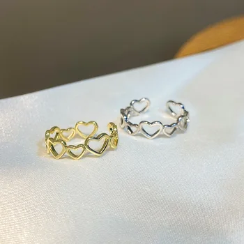 Простые полые кольца в форме сердца для женщин, Регулируемое Обручальное кольцо, Модный подарок в виде сердца в стиле бохо для подруг, ювелирные изделия, Тренд 2023 года