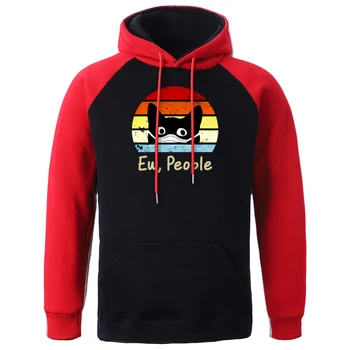 Пуловер с принтом Black Cat Ew People, Мужской Реглан, Повседневные мужские толстовки, Флисовая теплая толстовка, толстовка в стиле хип-хоп Harajuku, уличная одежда