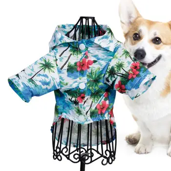 Рубашка для домашних собак с принтом кокосовой пальмы и ананаса, Гавайская пляжная рубашка, блузка, одежда для домашних собак