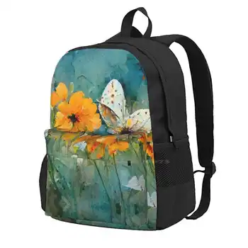 Сад бабочек 1 Школьная сумка, Рюкзак большой емкости, Ноутбук, 15-дюймовый Сад бабочек, Природа, Бабочки, Цветы, Цветочный Мотылек