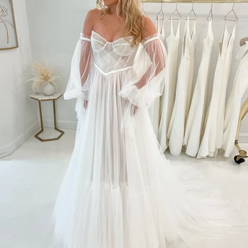 Свадебное платье Molisa Sweetheart с пышными рукавами и аппликациями, белые платья невесты для женщин 2023, бесплатная доставка, загородное свадебное платье