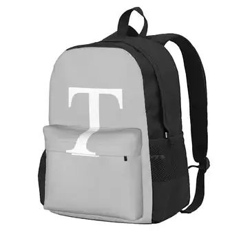 Серебристо-серая базовая футболка с монограммой, рюкзак для студента колледжа, Дорожные сумки для ноутбука, Минимальный Базовый Простой белый Серебристо-серый Фон