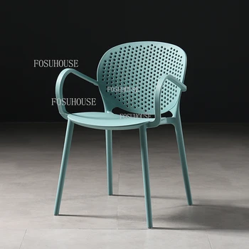 Скандинавские обеденные стулья для кухни, утолщенная спинка кресла, мебель для дома, уличное кресло, простой кофейный стул, пластиковый стул
