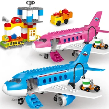 Совместимые строительные блоки для пассажирского самолета в аэропорту, большие размеры, Просветляющие кирпичи, развивающие игрушки, подарки для детей, детей