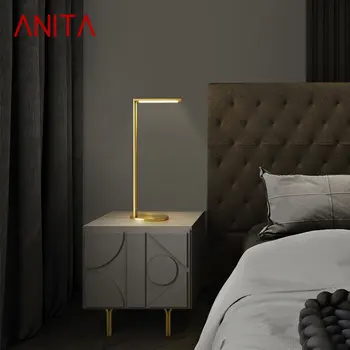 Современная латунная настольная лампа ANITA LED 3 цвета, креативный простой золотой настольный светильник, медь для домашнего кабинета, прикроватная тумбочка в спальне