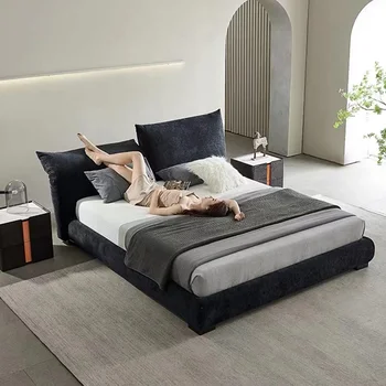 Современная семейная кровать из простой ткани, спальня, роскошная светлая роскошная мягкая кровать chauffeuse fauteuil canape pliable