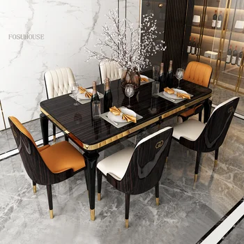 Современные роскошные обеденные стулья для кухонной мебели из массива дерева и кожи, обеденный стул для ресторана отеля, стулья с настраиваемой спинкой