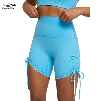 Спортивные шорты Mermaid Curve, женский низ, регулируемый шнурком, брюки с высокой талией, леггинсы для фитнеса, бега, йоги, 6 дюймов
