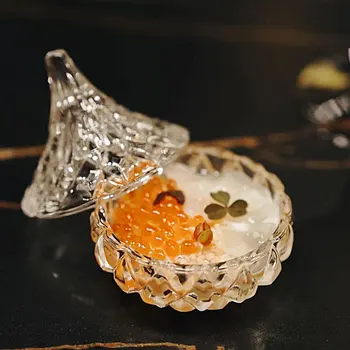 Стеклянный стаканчик с икрой в западном стиле, ресторан французской молекулярной кухни, миска для десерта и мусса