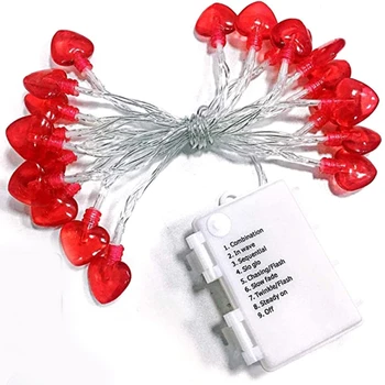 Струнный светильник в форме сердца на День Святого Валентина, работающий на батарейках, для фестиваля, водонепроницаемый декор для дома, украшение для вечеринки