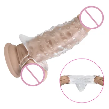 Удлинитель пениса Кристалл, Многоразовый презерватив, секс-игрушки для мужчин, Фаллоимитатор, Кольцо для члена, Задержка эякуляции, Увеличение пениса