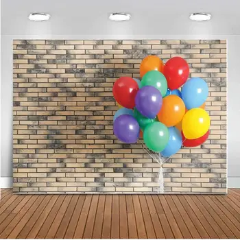 Уникальная кирпичная стена, связка воздушных шаров, декоративный фон для фотосъемки, детские и взрослые портретные художественные фотофоны для праздничного стола