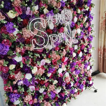 Фон на заказ SPR для свадебного декора, пластиковая панель, розово-фиолетовая роза, глициния, шелк, искусственный цветок на стене в рулонах