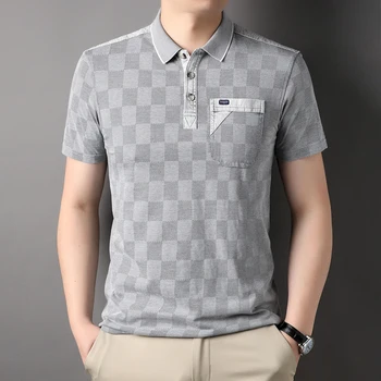 Хлопковые летние мужские рубашки поло для гольфа MLSHP, роскошные повседневные мужские футболки с геометрическим рисунком с коротким рукавом, высококачественные мужские футболки 3XL