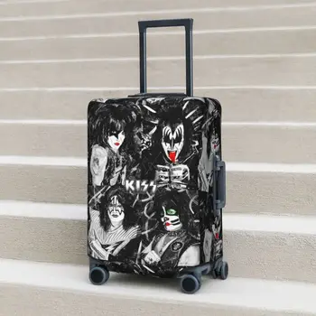 Чехол для чемодана с принтом Kiss Band, цветной всплеск с логотипом, эластичный деловой протектор, Аксессуары для багажа, отпуск