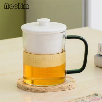 Японская Прозрачная Стеклянная Чашка для разделения воды для чая, Термостойкое Ситечко, Чайные Чашки, Офисный Фильтр, Кружка для питья, Посуда для напитков 400 мл